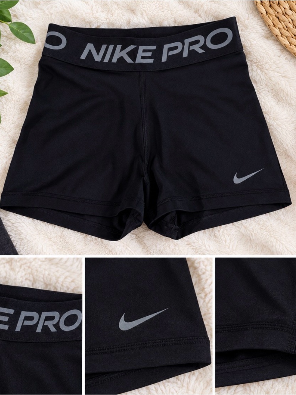 Nike Pro Black Women’s Athletic Shorts with Gray Swoosh
